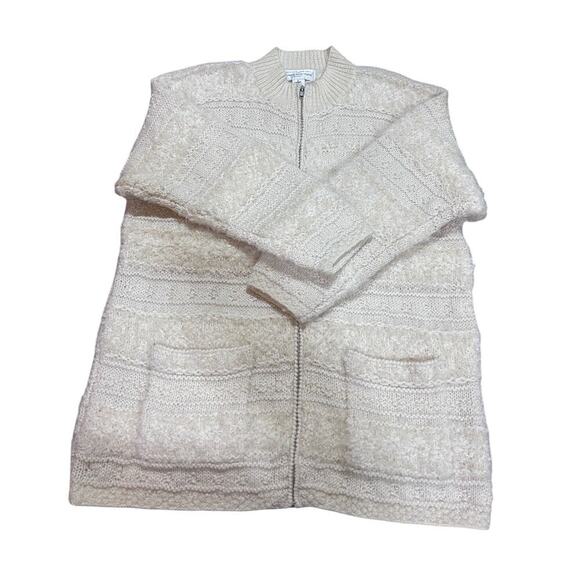 Jones New York Sport Hand Knit Mohair Wool Sweater S Long Cardigan Cream Zip - Picture 3 of 9